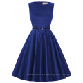Grace Karin Plus tamanho sem mangas curto curto vintage retro Royal Blue Cotton Dresses vestido de verão 50s CL6086-54